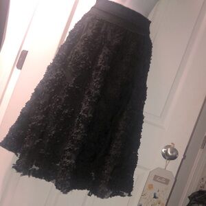 Wish by Anjee Black Midi layered A-Line Skirt with Ruffled Details